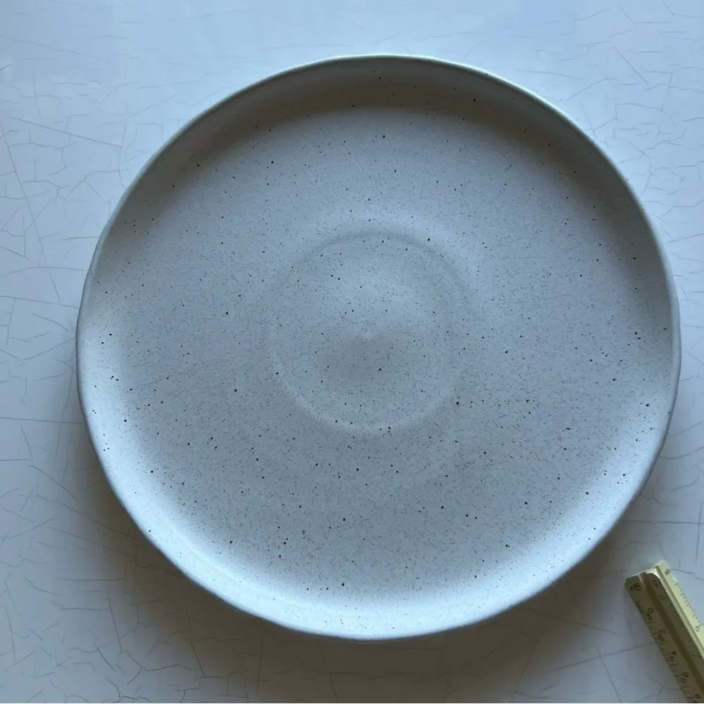 Sango stoneware plate with a speckled glaze. speckled design rustic, farmhouse